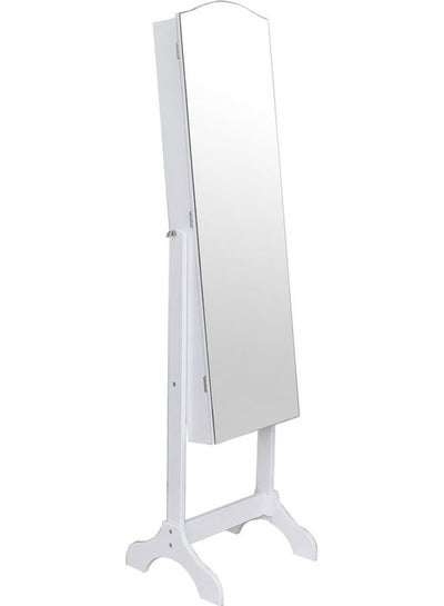 Buy Free Standing Lockable Mirror Cabinet White 48x40x163cm in Saudi Arabia