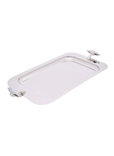 Buy Classic Rectangular Shape Serving Tray Silver 54x27cm in UAE