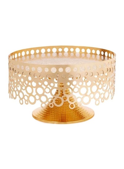 Buy Oval Shape Metal Tray Gold 32x32x12.5cm in UAE