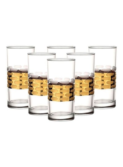 Buy 6-Piece Juice Glass Set Gold/Clear in Saudi Arabia