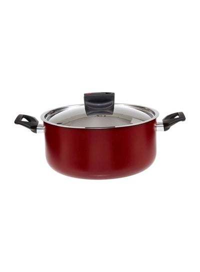 اشتري Aluminum Safecook with Nonstick Casserole Cooking Pot أحمر/شفاف/أسود 22سم في الامارات