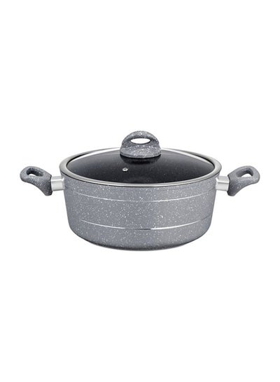 Buy Non-Stick Marble Smart Casserole With Lid Grey/Clear 24cm in UAE