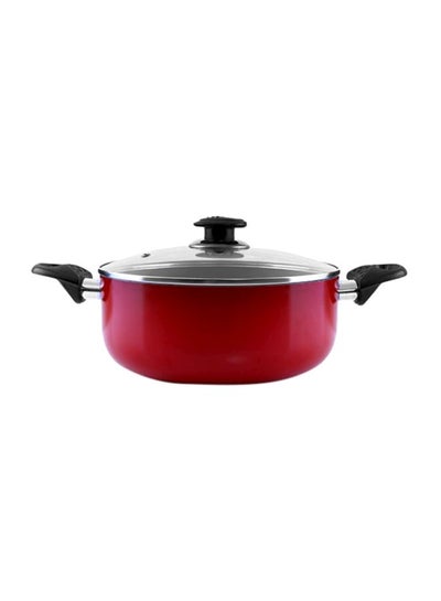 Buy Casserole With Glass Lid Red/Clear/Black 20cm in UAE