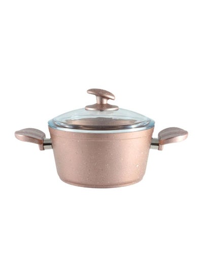 Buy Granite Casserole With Lid Rose Gold/Clear 22cm in UAE