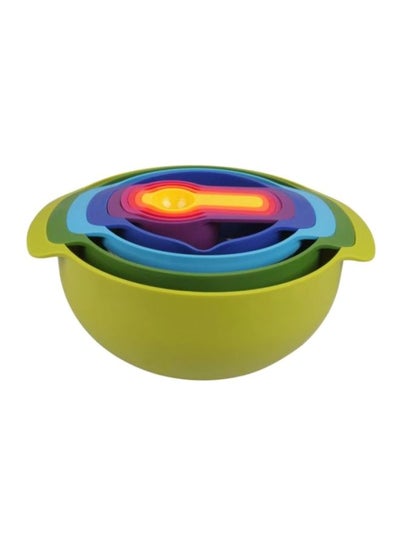 Buy 9-Piece Bowl Set Blue/Green 82.55x38.1x66.04cm in UAE