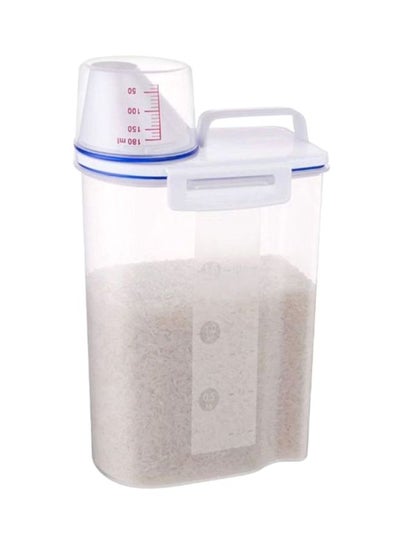 Buy Rice And Cereal Storage Container With Measuring Cup Clear 1500ml in UAE
