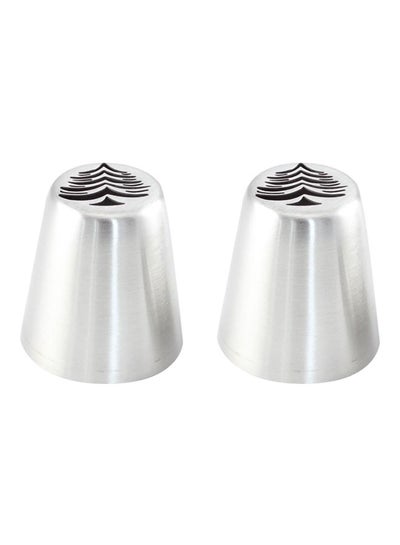 Buy 2-Piece Russian Icing Piping Nozzle Silver/Black 19.8 x 12 x 4.2cm in Saudi Arabia