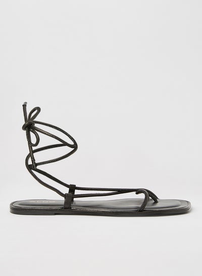 Buy Adravia Tie-Up Flat Sandals Black in Egypt