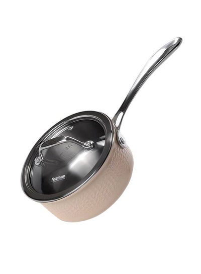 Buy Brigette Series Stainless Steel Sauce Pan With Glass Lid 1.4L Beige 16х7.5cm in Saudi Arabia