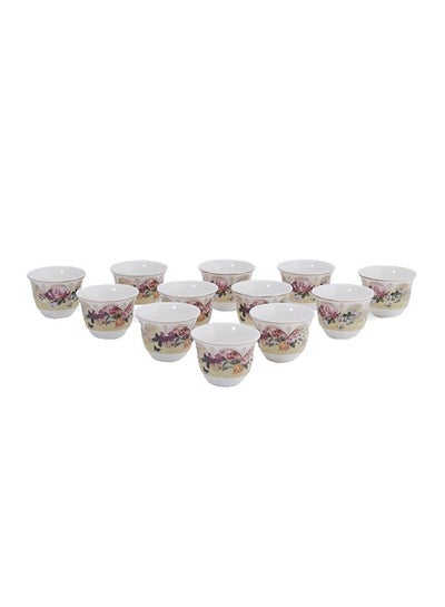 Buy 12-Piece Cawa Cup Set White/Pink/Yellow in UAE