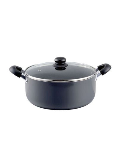 Buy Aluminum Casserole With Lid Black/Clear 30cm in UAE