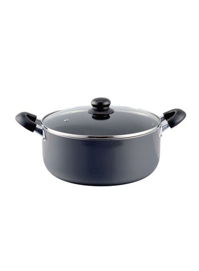 Buy Aluminum Casserole With Lid Black/Clear 24cm in UAE