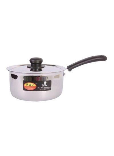 Buy Sauce Pan With Lid Silver/Black 8x18cm in UAE