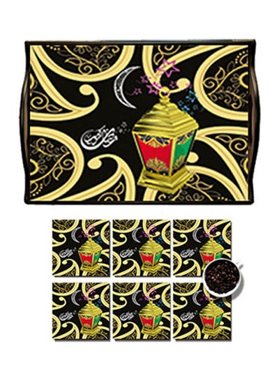 اشتري صينية من خشب MDF المغلف مزينة بطبعة تعبر عن رمضان متعدد الألوان 25x35سم في مصر