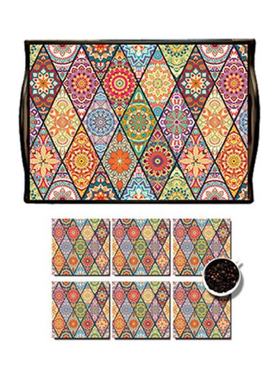 اشتري MDF Wood With Lamination Printed Mandala Art Tray متعدد الألوان 25x35سم في مصر