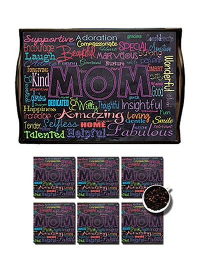 Buy MDF Wood With Lamination Printed Mother's Day Tray Multicolour 25x35cm in Egypt