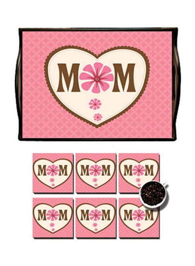 Buy MDF Wood With Lamination Printed Mother's Day Tray Multicolour 25x35cm in Egypt