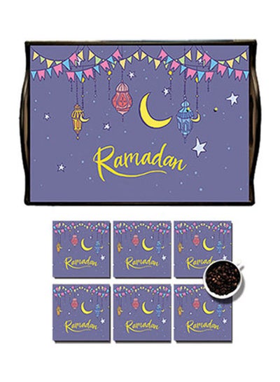 Buy MDF Wood With Lamination Printed Ramadan Tray Multicolour 25x35cm in Egypt