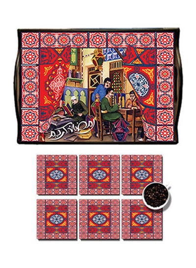 Buy MDF Wood With Lamination Printed Ramadan Tray Multicolour 25x35cm in Egypt