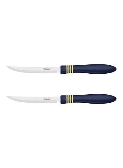 Buy 2-Piece Steak Knife Set Blue/Silver 225x23x14mm in Saudi Arabia