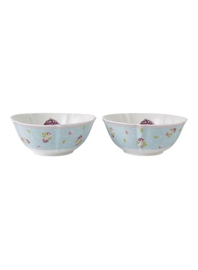 Buy 2-Piece Bowl Set White/Blue Generic in Saudi Arabia