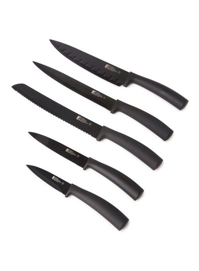 Buy 6-Piece Stainless Steel Knife With Holder Set Black/Silver/Clear in UAE