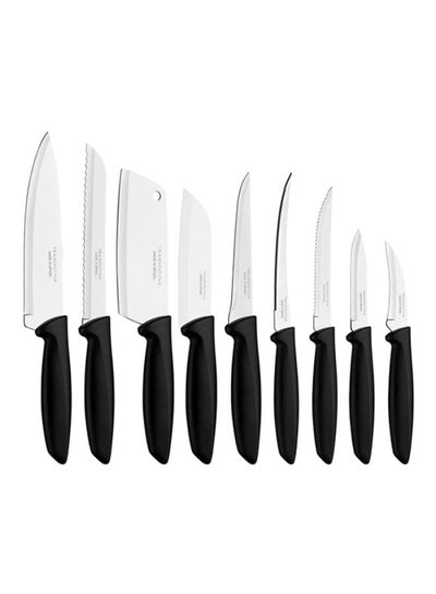 Buy 9-Piece Stainless Steel Knives Set Silver/Black in Saudi Arabia