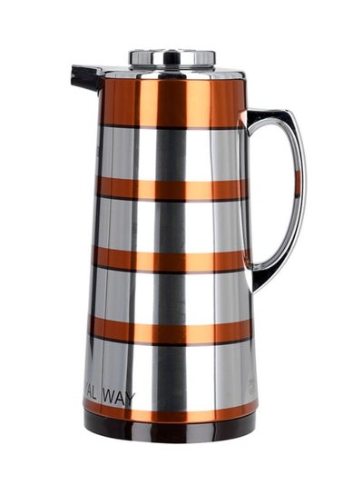 Buy Double Wall Golden Figured Vacuum Flask Silver/Orange in Saudi Arabia