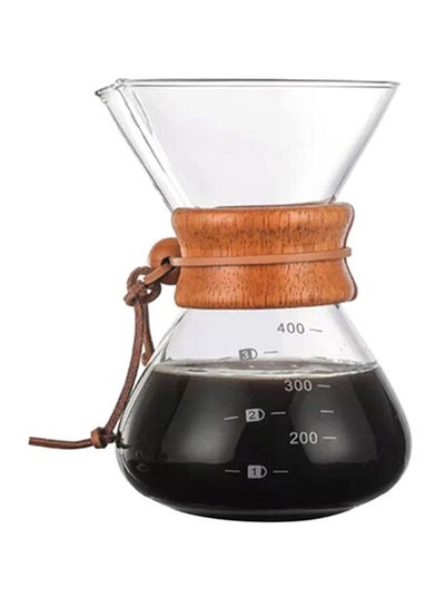 Buy 2-Piece Coffee Pot With Strainer Filter Set Clear/Brown 6x16.5x10cm in UAE