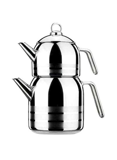 Buy 2-Piece Astra Tea Pot Set Silver 10 x 6.2cm in UAE