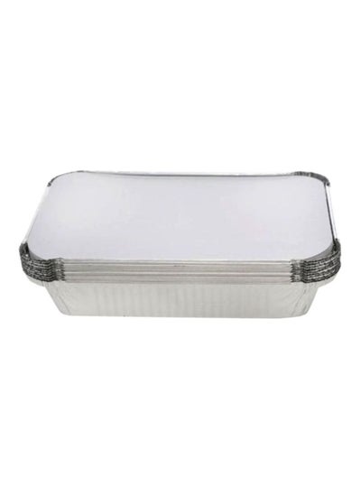 Buy 9-Piece Disposable Aluminium Container With Lid Silver/White in Saudi Arabia