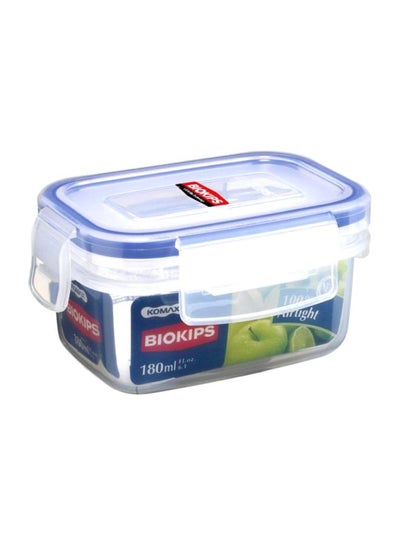 Buy Rectangular Plastic Food Container Clear/Blue 180ml in UAE