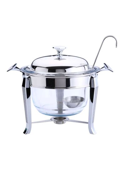 Buy Glitter Stainless Steel Round Soup Warmer Silver 4Liters in UAE