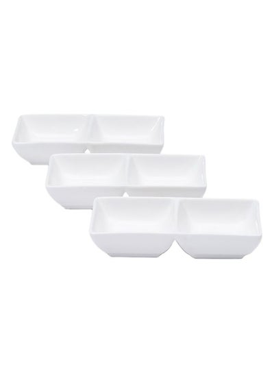 Buy 3-Piece Divided Rectangle Serveware White in UAE