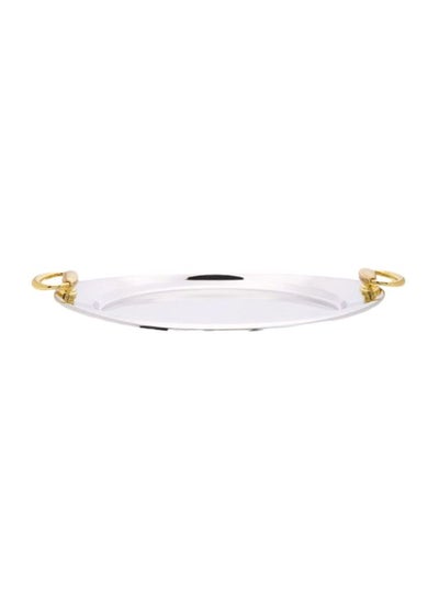 Buy Lux Oval Tray Silver/Gold 48x25cm in UAE