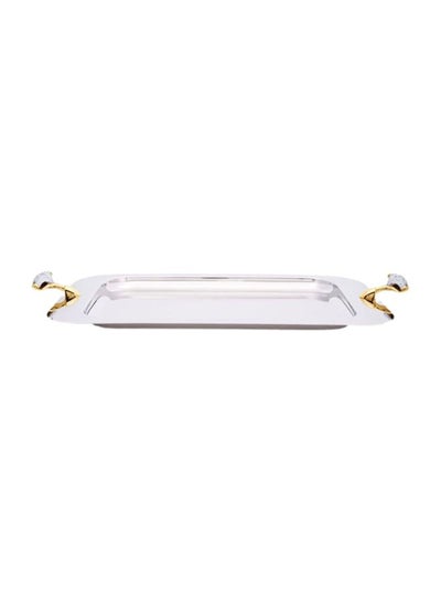 Buy Malaika Rectangle Tray Silver/Gold 54x27cm in UAE