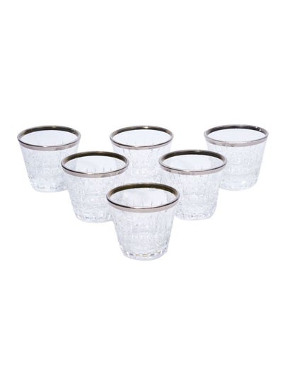 Buy 6-Piece Cawa Glass Set Clear/Silver 24x14x6.5cm in Saudi Arabia