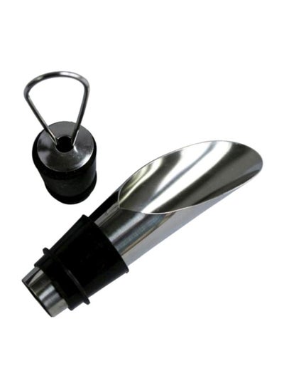 Buy Stainless Steel Beverage Bottle Pourer Silver/Black 7.5x2.33cm in UAE