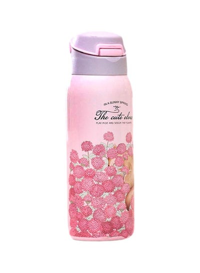 Buy Double Wall Thermos Water Bottle With Straw Assorted 500ml in UAE