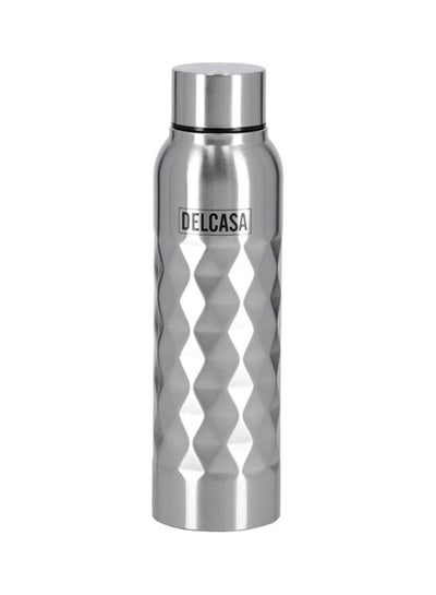 Buy Stainless Steel Water Bottle Silver/Black 750ml in UAE