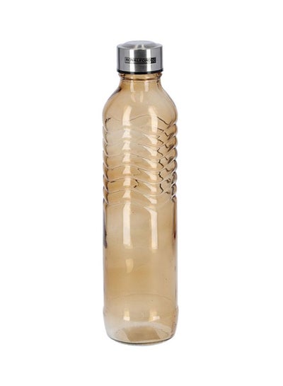 Buy Glass Water Bottle With Painting Brown/Silver in UAE