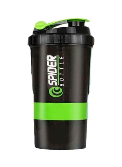 Buy Protein Shaker Bottle With Powder Storage Compartment Black/Green 24.5x9.8x7.5cm in Saudi Arabia