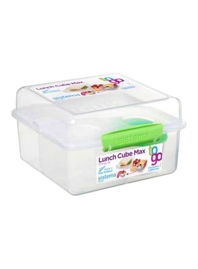 Buy Cube Lunch Box Clear/Green 2Liters in Saudi Arabia