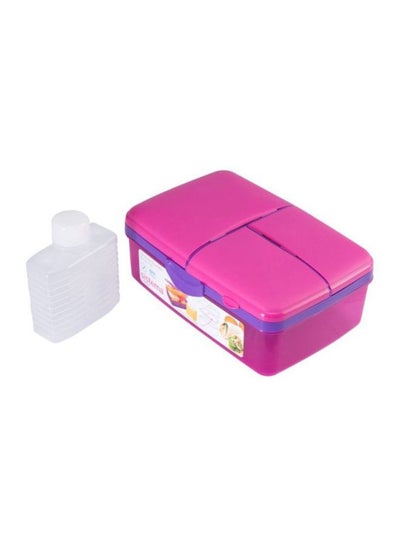 Buy Slimline Quaddie Lunch Box With Water Bottle Set White/Pink/Purple Water Bottle 1x275, Lunch Box 1x1500ml in Egypt