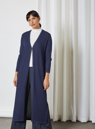 Buy Textured Long Cardigan Dark Blue in Egypt