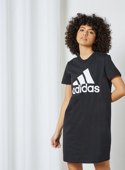 Buy Essentials Logo T-Shirt Dress Black/White in Saudi Arabia