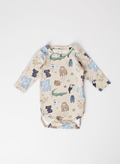 Buy Baby All-Over Graphic Onesie Oatmeal in Egypt