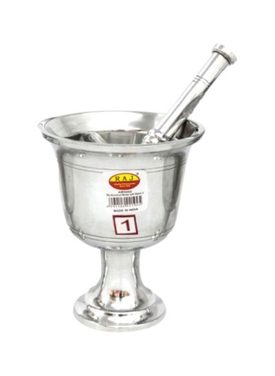 Buy Aluminium Mortar And Pestle Silver 11x13.5cm in UAE