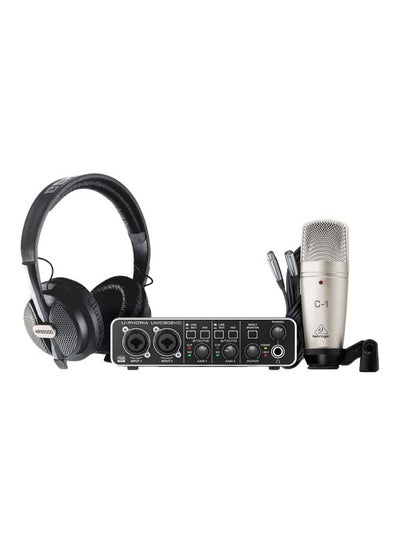 Buy USB Audio Interface And Condenser Microphone With Studio Headphone Set U-PHORIA STUDIO PRO Black/White in UAE