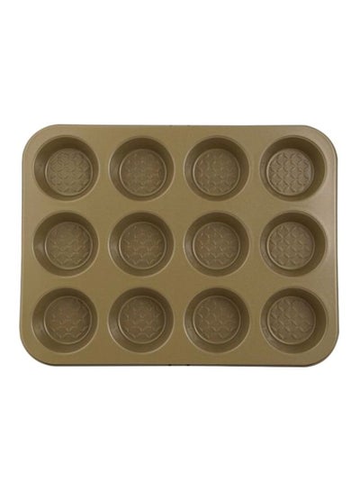 Buy Bake right Pro Rectangle Shaped Muffin Pan Greenish Gold 35cm in UAE